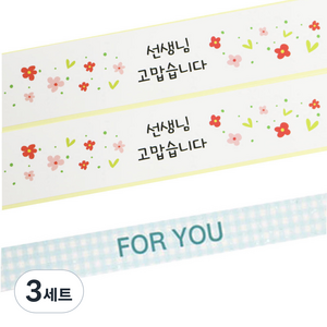 황씨네도시락 도시락 띠지 스티커 꽃 선생님 고맙 48p + 체크 포 유 48p, 블루, 3세트