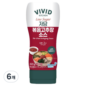 비비드키친 저당 볶음고추장소스, 325g, 6개