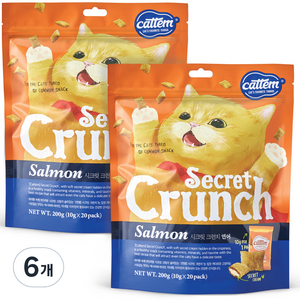 캣템 시크릿 크런치 고양이 간식, 연어, 200g, 6개