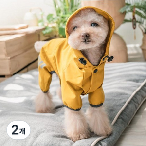 딩동펫 강아지 레인코트 패션 올인원 후드티, 옐로우, 2개