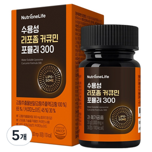 뉴트리원 수용성 리포좀 커큐민 포뮬러 300, 30정, 5개