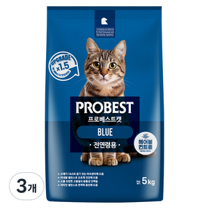 프로베스트 고양이 기능성 사료, 헤어볼, 5kg, 3개