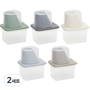 이지앤프리 클린킵 잡곡통 냉장고 정리 용기 385ml 5종 세트, 화이트 + 그린 + 우드 그레이 + 오션그레이 + 블루, 2세트