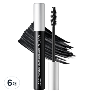 아브카 래피드 새치 커버 헤어 마스카라 7g, 내추럴 블랙, 6개