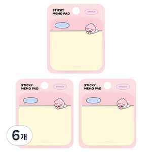 카카오프렌즈 라운드 점착 메모지, 어피치, 80매, 6개