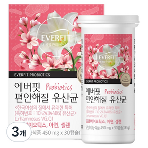 에버핏 편안해질 유산균 13.5g, 30정, 3개