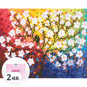 디클레어 액자 캔버스형 보석십자수 DIY 키트 40 x 50 cm, 레인보우 플라워, 2세트