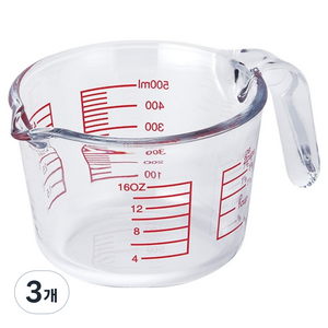 네오플램 내열유리 계량컵, 혼합색상, 500ml, 3개