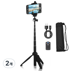 INTO 프리미엄 1m 셀카봉 삼각대 세트 블랙, VCT-320M, 2개