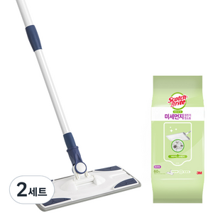 스카치브라이트 베이직 막대걸레 + 미세먼지 정전기 청소포 60매, 2세트