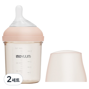 모윰 모브아 PPSU 와이드플러스 베이직 젖병, 베이지, 160ml, 2세트