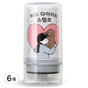아이코닉 다꾸 칭찬 하루 다이어리 스탬프 10토닥토닥, 검정색, 6개