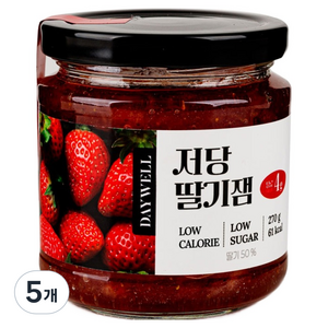 데이웰 저당 저칼로리 딸기잼, 5개, 270g