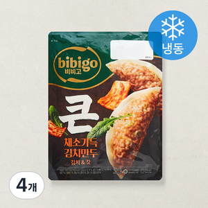 비비고 얇은피 큰 채소가득 김치만두 김치 & 갓 (냉동), 400g, 4개