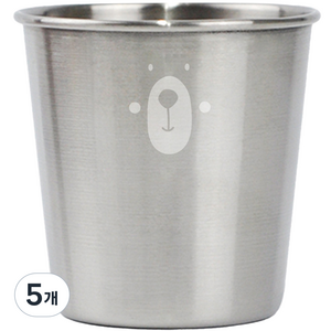 키친유 베어 스텐 심플컵, 5개, 230ml