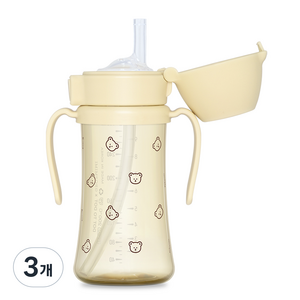 그로미미 PPSU 유아용 빨대컵, 300ml, 3개, 버터