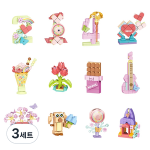 아이끌레 디노 미니 피규어 호환 블록 12종 세트 발렌타인, 혼합색상, 3세트