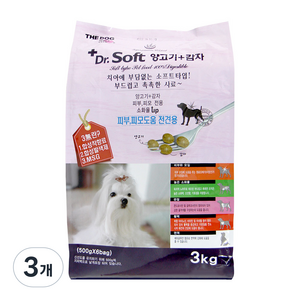 더독 전연령 강아지 닥터소프트 기능성 사료, 양고기, 3kg, 3개