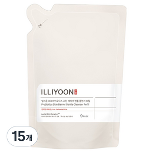일리윤 프로바이오틱스 스킨 배리어 젠틀 클렌저 약산성 여성청결제 리필, 250ml, 15개