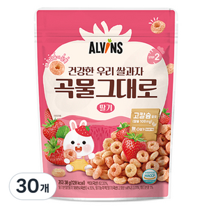 엘빈즈 건강한 우리 쌀과자 곡물그대로, 30g, 30개, 딸기