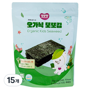 또또맘 유기농 무가미 오가닉 어린이 또또김, 15개, 20g, 김