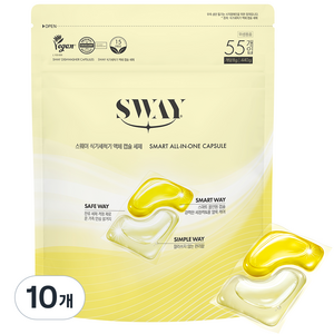 스웨이 식기세척기 액체 캡슐 세제 레몬향 55입, 440g, 10개