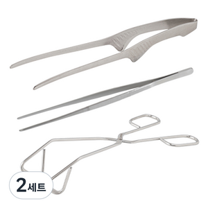 홈파워 조리도구 세트, 가위형 집게 + 핀셋 지게 + 요리용 핀셋 집게, 실버, 2세트