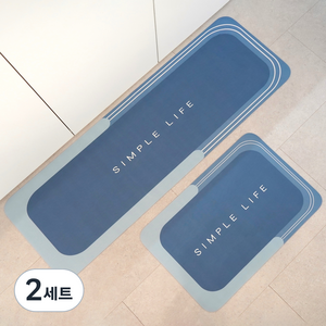 비비드하우스 규조토 빨아쓰는 발매트 2종 세트, 네이비블루, 2세트