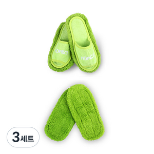 100SU 클린 청소슬리퍼 + 리필 패드 세트 소, 3세트, 그린