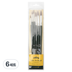 모닝글로리 9000 파인아트 수채화 둥근붓 6종 세트, 6세트, 2호, 4호, 6호, 8호, 10호, 12호