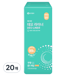 화이트 데오 팬티라이너, 일반, 81개입, 20개