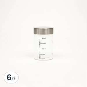 인블룸 304 눈금 스테인리스 유리 밀폐용기, 6개, 200ml