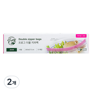 프로그 더블 지퍼백, 대(L), 15개입, 2개