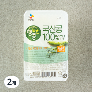 행복한콩 국산콩 두부 찌개용, 180g, 2개