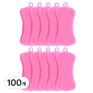 실리콘 수세미 핑크, 100개, 1개입
