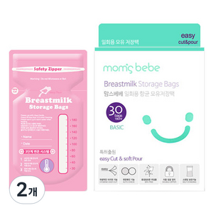 맘스베베 국내 제조 베이직 일회용 모유저장팩 180ml, 30개입, 2개