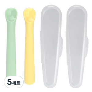 데일리라이크 봉봉 이유식 스푼 1단계 2p + 케이스 세트, 민트 + 레몬, 5세트