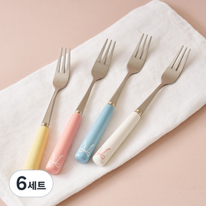 모던하우스 슈가타르트 리본 세라믹 티포크 4종 세트, 혼합색상, 6세트