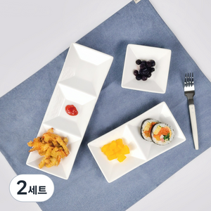 파울러스 혼밥 도자기 나눔접시 세트, 화이트, 2세트