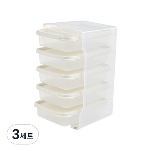 이지앤프리 이지킵 냉장고 정리 선반트레이 1호 + 정리용기 1L 5p 아이보리, 1개, 3세트