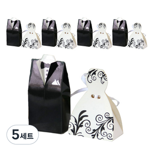 더깔끔 결혼식 신랑 신부 답례품 선물 상자 2종 x 5p 세트, 패턴 드레스, 5세트