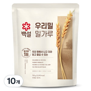 백설 우리밀 밀가루, 750g, 10개
