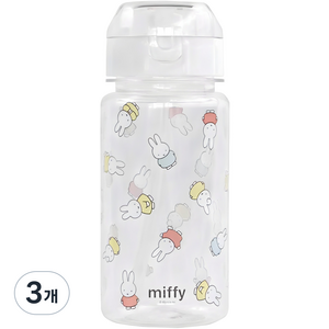 키친유 미피 빨대 물병, 혼합색상, 350ml, 3개