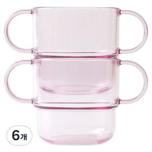 탁가온 유아용 에코젠 양손 투명컵, 핑크, 6개, 200ml
