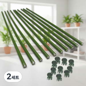 조인메이드 식물지지대 화훼 원예 철사 40cm 10p + 고정 클립 브라켓 10p, 2세트