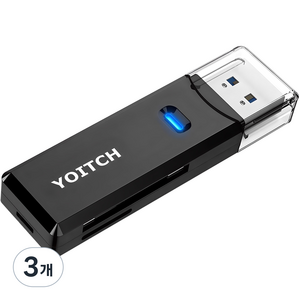 요이치 USB 3.0 SD카드 리더기, YG-CR300, 블랙, 3개