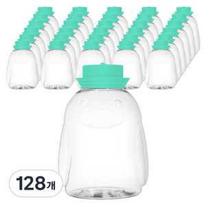 아조아 펭귄 동물 디자인 페트 보틀 + 해군모 이중캡 세트, 민트(이중캡), 128개, 300ml