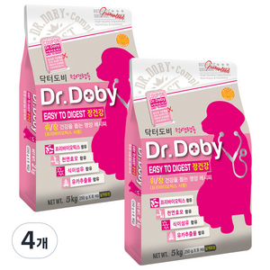 닥터도비 강아지 기능성 사료, 장건강/유산균, 5kg, 4개
