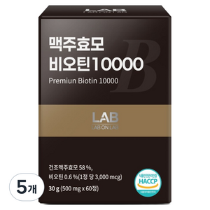 랩온랩 맥주효모 비오틴 10000, 60정, 5개