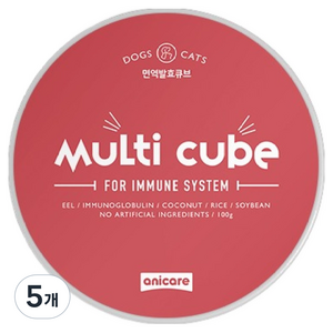 anicare 반려동물 면역 멀티큐브 간식, 혼합맛(장어/코코넛), 100g, 5개